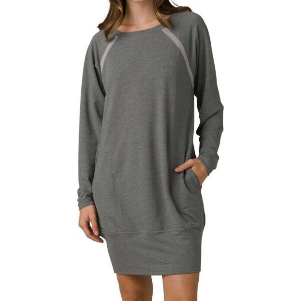 NWT Prana Womens Rosie Dress Size XS On Seam Pockets Long Sleeve Ashy Gray